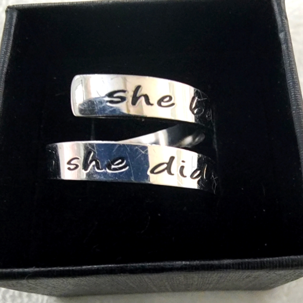 Silver Message Ring - image 4